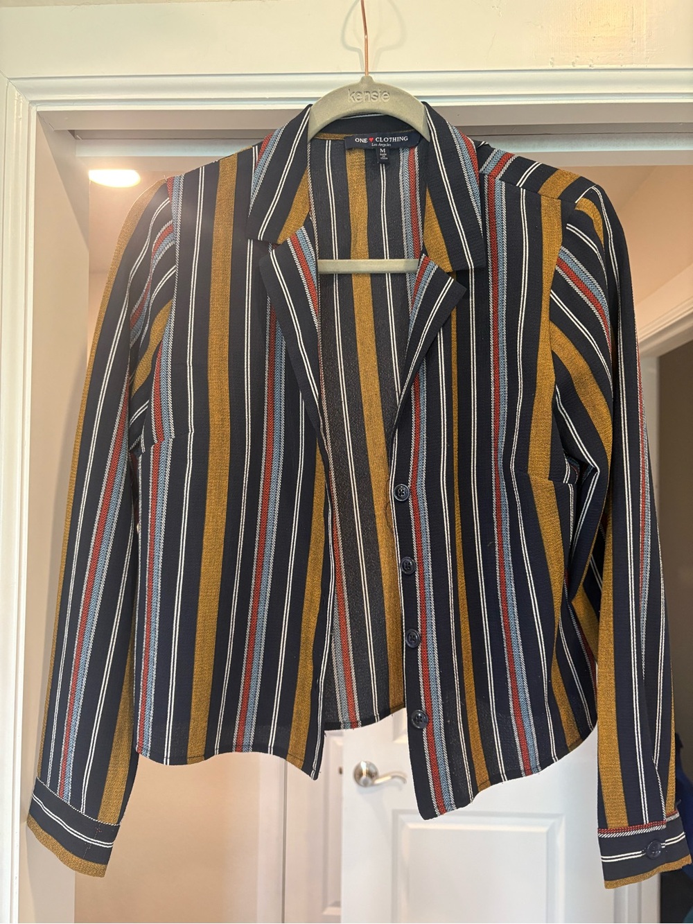 one clothing Striped Button up shirt in Navy, Mustard & Rust